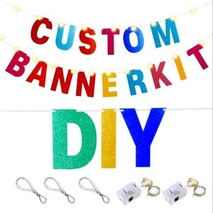 112 Pcs DIY Glitter Customizable Banner Kit ( Includes 107 Letters and Numbers)